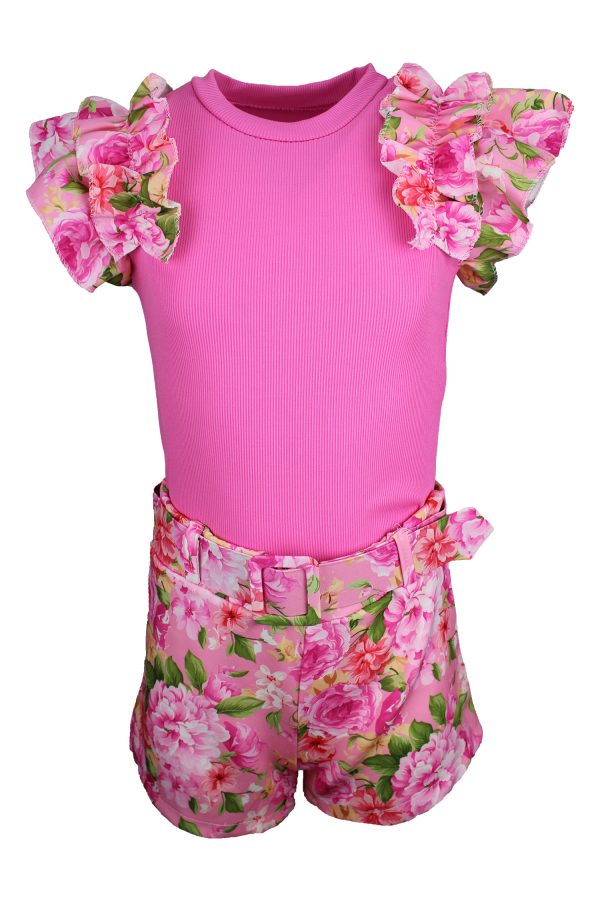 Setje Flowergirl fuchsia