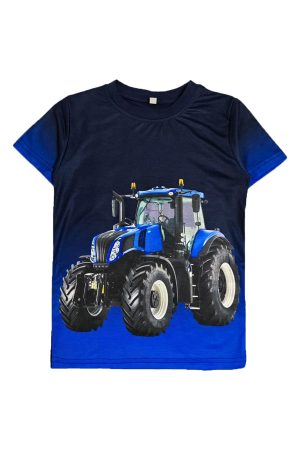 Shirtje blauw Tractor blauw