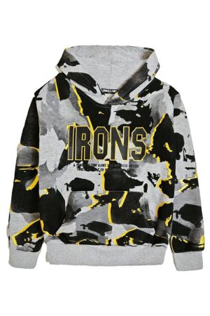 Hoodie Irons zwart grijs goud