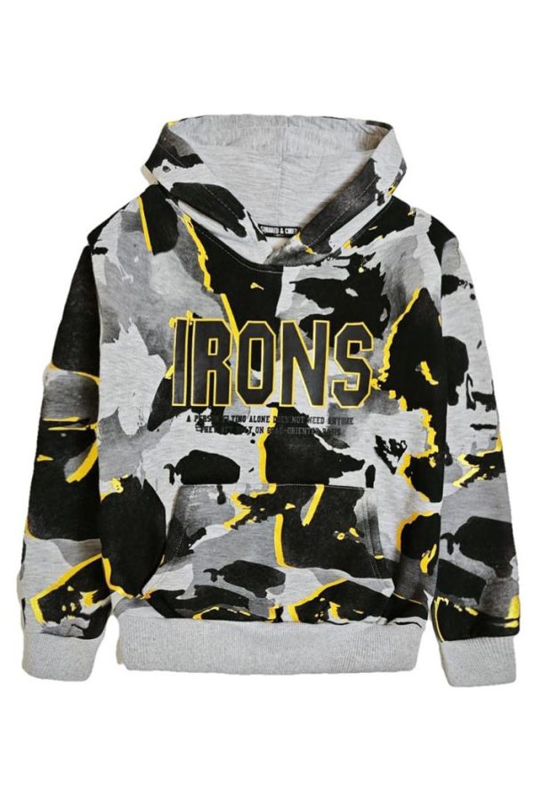 Hoodie Irons zwart grijs goud