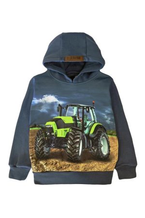 Hoodie groen met zwarte Tractor blauw