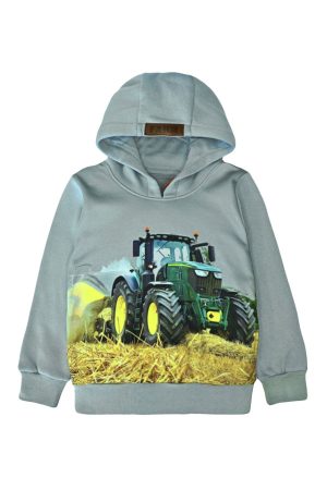 Hoodie groene Tractor turquoise
