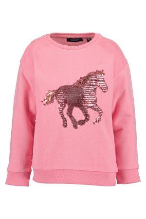 Sweater Blue Seven Pailletten Paard roze