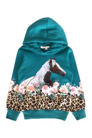 Hoodie gevlekt Paard groen