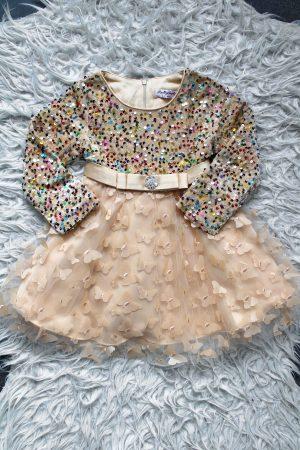 Jurkje Glitter Tule vlinder goud