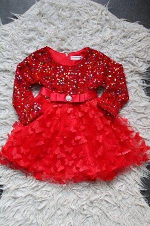 Jurkje Glitter Tule vlinder rood