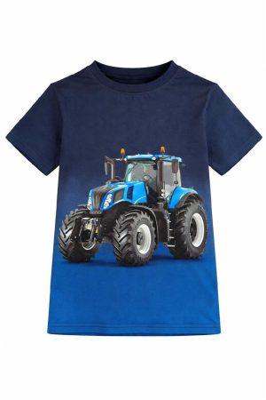 Shirtje limited blauwe tractor blauw