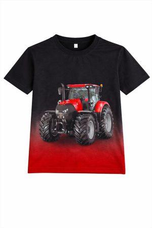 Shirtje rode tractor zwart